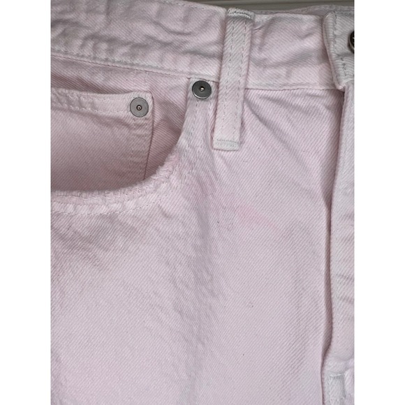 Madewell Denim Shorts High Waisted Frayed Hem Pink Raw Edge Casual Size 26 - Picture 2 of 6